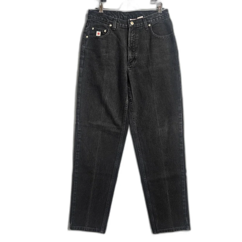 VTG ROCKIES Baggie Relaxed High Rise Jeans Womens Size 10 Tapered Black Baseball